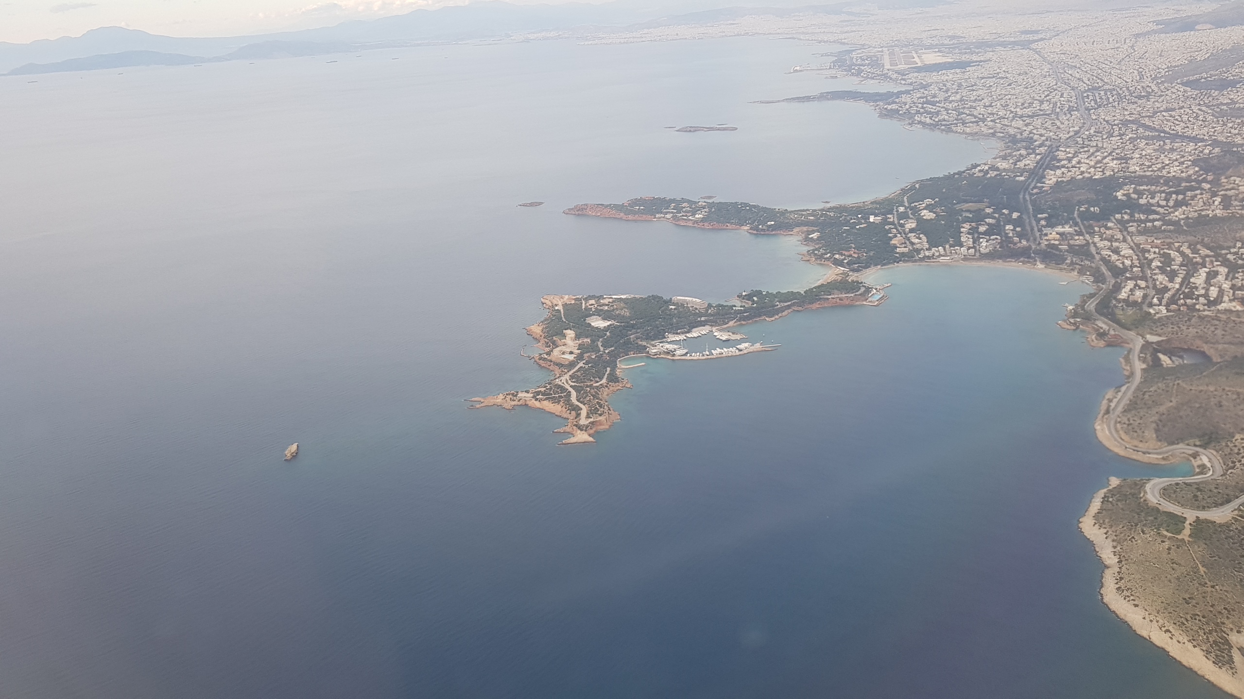 Approaching Athens, the old airport (Helliniko) is visible as well